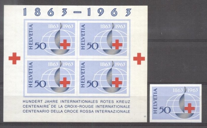 Switzerland 1963 Red Cross, imperf. set+imperf. sheet, MNH S.500