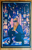 Tablou pictat manual, 50x80 cm, Catwoman, Portrete, Acrilic, Abstract