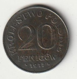 Moneda 20 fenigow 1917 - Polonia, Europa, Fier