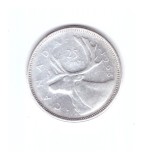Moneda Canada 25 cents/centi 1965, stare buna, curata
