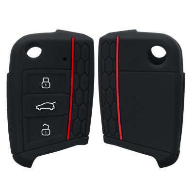 Husa Cheie Auto pentru VW - 3 Butoane, Silicon, Negru, 41628.01 foto