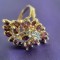 Inel deosebit si spectaculos aur galben 14K cu rubine si diamante, marime medie