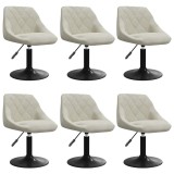 Cumpara ieftin Scaune de sufragerie pivotante 6 buc, crem, catifea