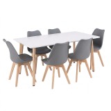 Set de sufragerie Silla 150 6+1, alb-gri