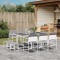 vidaXL Set mobilier de grădină, 11 piese, cu perne, alb, textilenă 3295099
