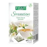 Ceai verde si iasomie, 20 plicuri, Evolet