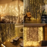Ghirlanda luminoasa 300 LED-uri, 3m, pentru interior/exterior, telecomanda, iluminare galbena Household NewTrend