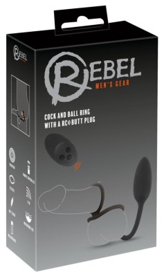 Inel penis si minge cu dop anal vibrant si 10 moduri de vibratie Cock and Ball foto