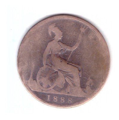 Moneda Marea Britanie 1 penny 1888, uzata, curata foto