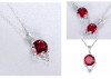 Set Cercei si Lantisor Din Argint Zirconiu Rubin Gemstone Dainty Rosu Set381V, Argintboutique