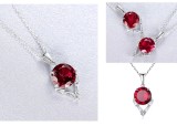 Cumpara ieftin Set Cercei si Lantisor Din Argint Zirconiu Rubin Gemstone Dainty Rosu Set381V