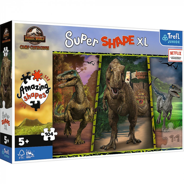 PUZZLE TREFL PRIMO SUPER SHAPE XXL 104 JURASSIC WORLD SuperHeroes ToysZone