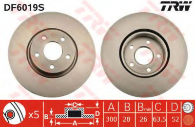 Disc frana FORD MONDEO IV (BA7) (2007 - 2016) TRW DF6019S foto