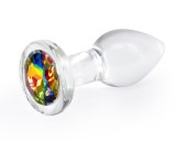 Dop Anal Crystal Desires Rainbow Gem, Sticla, 7.2 cm