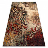 Covor de l&acirc;nă Polonia Boho rozetă roșu, 300x400 cm