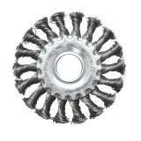 Disc perie sarma circulara 100x22.23mm cu fir otel rasucit 0.5mm pentru debavurare fier, alama, vopsea, depuneri metalice Crownman