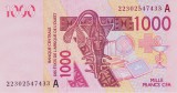 Bancnota Statele Africii de Vest 1.000 Franci 2022 - P115A UNC Coasta de Fildes ( vezi descriere )