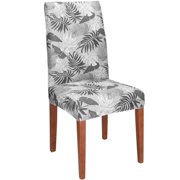 Husa universala pentru scaun, marime universala, poliester si spandex, 38x70cm, gri cu model floral Household NewTrend