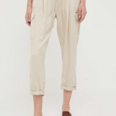 Pepe Jeans pantaloni JYNX femei, culoarea bej, fason cargo, medium waist