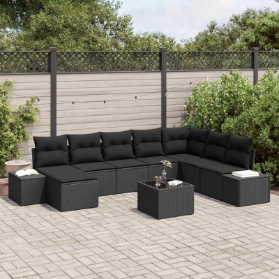 vidaXL Set de canapele pentru grădină cu pernă 9 pcs 319 x 209 x 85 cm 3347193 foto