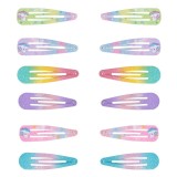 Clame de păr metalice pentru copii, set 12 buc, 5 cm, multicolore cu glitter și design unicorn, CMCLASS