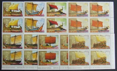 R.Guinea Ecuatoriala. -CORABII ANTICE-SERIE 7 V.IN BLOC DE 4-MNH.**GEQ 019 foto