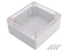 Carcasă universală KRADEX ABS IP65 gri, capac transparent, 115x125x58mm, cu garnitură