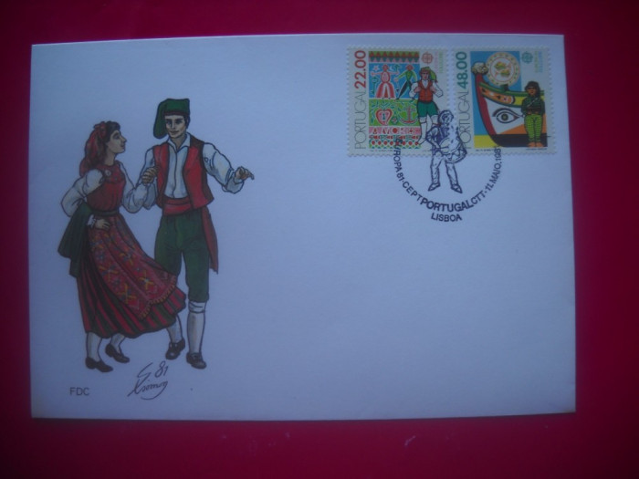 HOPCT PLIC S FDC 976 PORTUGALIA 1981 -EUROPA CEPT-DANSATORI/COSTUME POPULARE