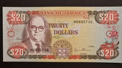 Jamaica 20 Dolari 1995 UNC foto