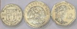 MAURITIUS Set / Lot 14 , 3 Monede : 1 Rupee 2002 + 5 Rupees 2010 + 10 Rupees 2000, Africa, Cupru-Nichel