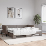 Cumpara ieftin Pat de zi cu extensie, gri taupe, 90x200 cm, textil