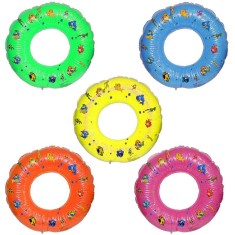 Colac gonflabil fetite pentru inot, cu alveole, imprimeu animalute, roz - 50 cm
