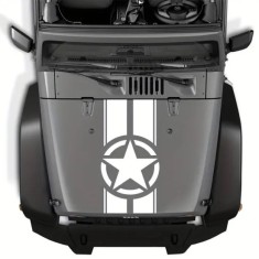 Sticker autoadeziv pentru vehicule Off Road, model &amp;quot;Army Star&amp;quot;, dimensiune 90 x 43 cm, culoare Alba foto