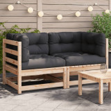 VidaXL Canapele de colț cu perne de grădină, 2 buc., lemn masiv de pin