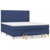 Cumpara ieftin Pat box spring cu saltea, albastru, 180x200 cm, material textil