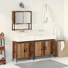 vidaXL Set de mobilier pentru baie cu ușă 3 pcs Maro 80 x 30 x 44 cm 3334364