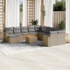 VidaXL Set canapele de grădină cu perne, 12 piese, bej, poliratan 3224421