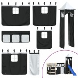 Cumpara ieftin Perdele pentru pat etajat cu turn, alb si negru, poliester