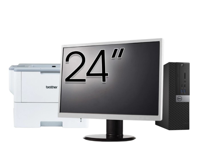 Pachet Calculator Second Hand DELL OptiPlex 7040 SFF, Intel Core i3-6100 3.70GHz, 8GB DDR4, 256GB SSD + Monitor 24&amp;quot; + Imprimanta Brother HL-L6300