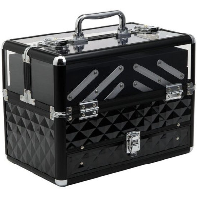 Geanta pentru cosmetice/accesorii baie, aluminiu, 6 compartimente, neagra, 30x18.5x22 cm GartenVIP DiyLine foto