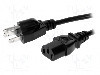 Cablu alimentare AC, 1.5m, 3 fire, culoare negru, IEC C13 mama, NEMA 5-15 (B) mufa, LIAN DUNG -