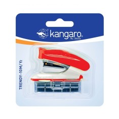 Blister mini capsator cu capse nr.10, 10 coli, rosu,model Kangaro TRENDY-10M Y2