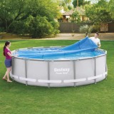 Prelata Solara Piscina Bestway Flowclear 427cm Albastra - Incalzire Apa &amp; Protectie Impuritati