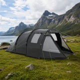Cort camping, 3-4 persoane, impermeabil, cu vestibul, negru, 475x264x172 cm