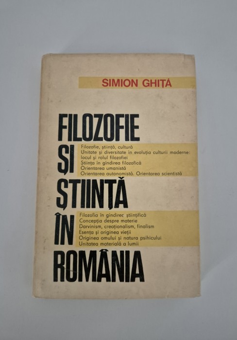 Carte cu autograf Simion Ghita Filozofie si stiinta in Romania