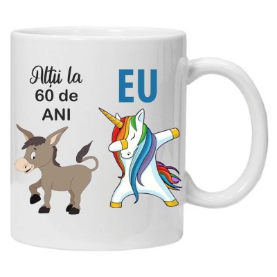 Cana alba personalizata &amp;quot;Altii la 60 ani&amp;quot;, INOVATIX&amp;reg;️. 330ml foto