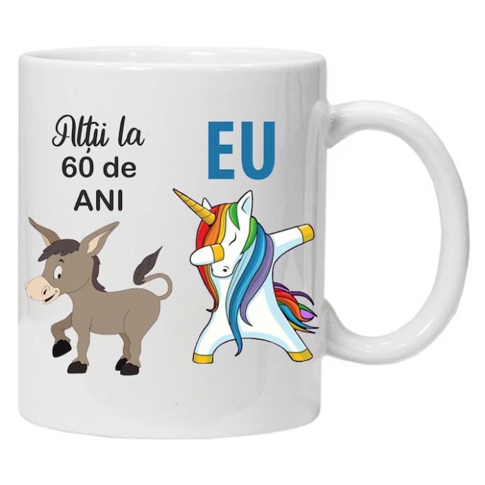 Cana alba personalizata &quot;Altii la 60 ani&quot;, INOVATIX&reg;️. 330ml