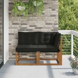 vidaXL Canapea Exterior Lemn Acacia Set 2 Bucati Modul Culoare Naturala Design Modern Confortabil Rezistent Intemperii