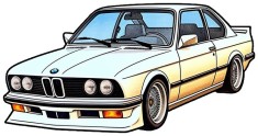 White BMW E28 5 Series Sticker , Stickere Auto Personalizate BMW