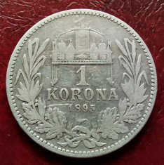 UNGARIA - 1 Korona 1895 KB - Coroana - Ferencz Joszef - Argint foto